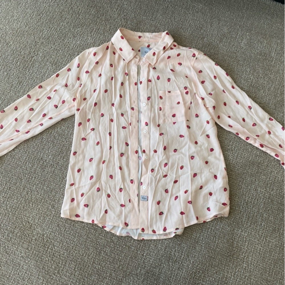 Rails Pink Strawberry Button-Up Shirt